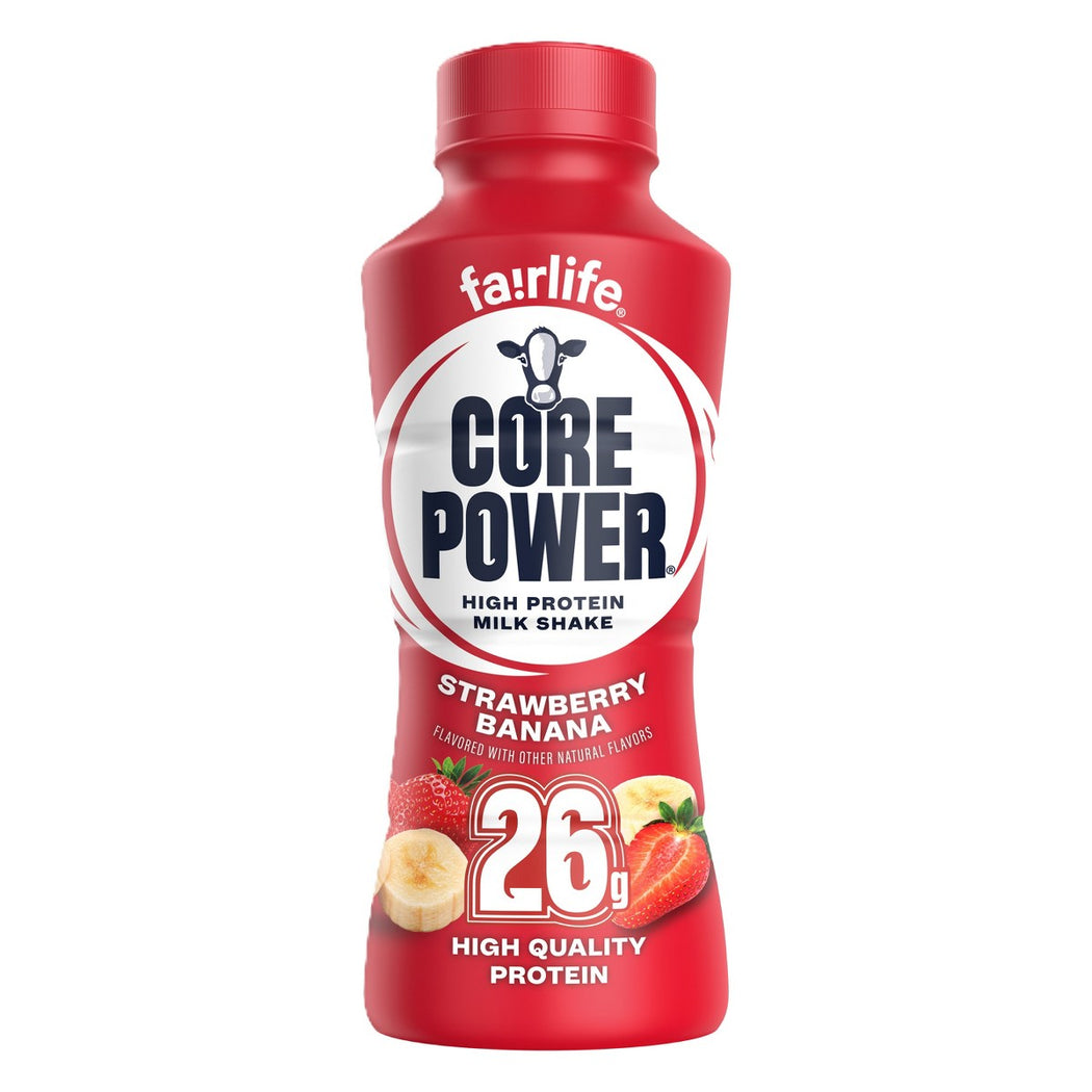 Core Power Strawberry Banana 26g protein shake 14 fl oz bottle