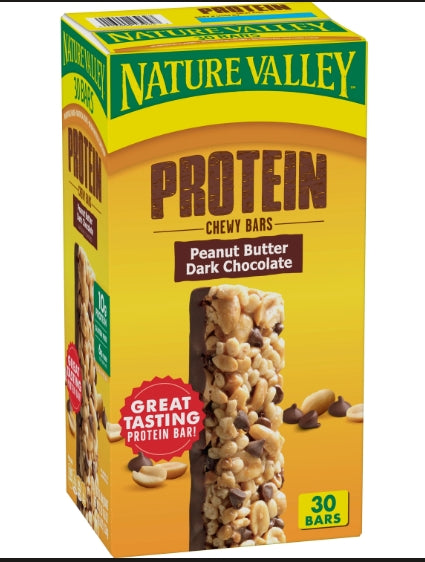 Nature Valley Protein Chewy Bars Peanut Butter Dark Chocolate 30 bars box