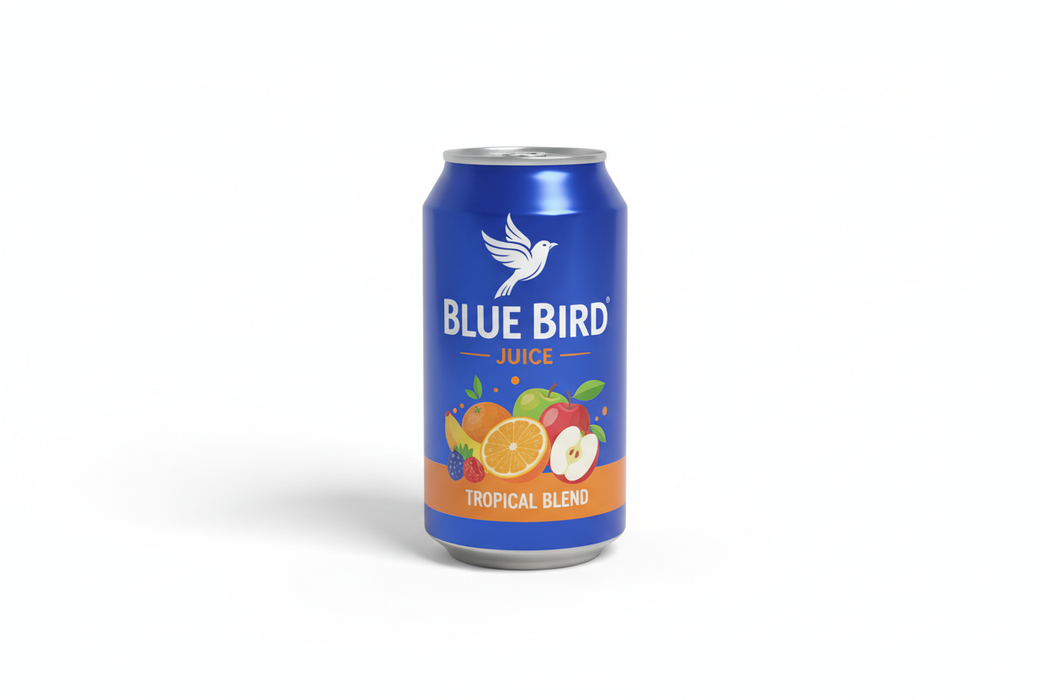 Single Blue Bird Juice Can